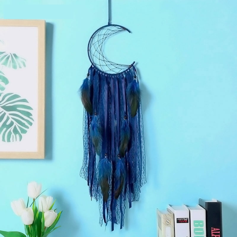 Dreamcatcher blauw paars kant - Burlesque 1 636 dromenvanger met kant blauw en paars burlesque