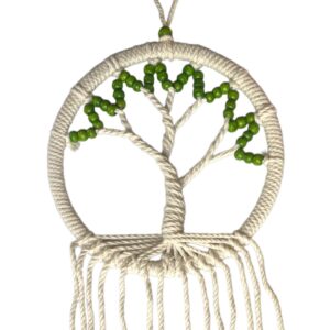 Macrame dromenvanger Tree of Life - Levensboom natural met houten kralen 5 683_dromenvanger_levensboom_macrame_houten_kraal_groen - V2 closeup