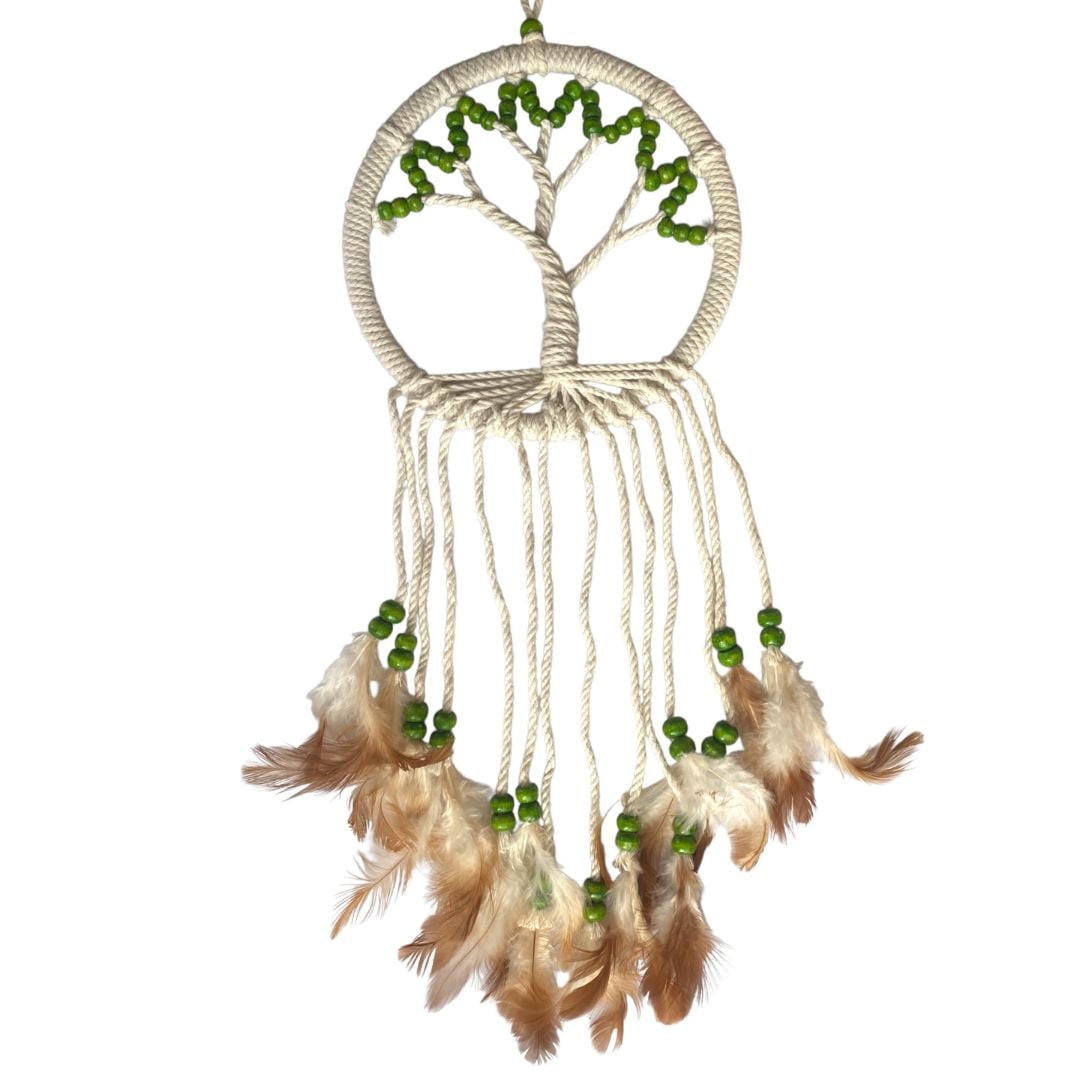 Macrame dromenvanger Tree of Life - Levensboom natural met houten kralen 1 683_dromenvanger_levensboom_macrame_houten_kraal_groen - V2