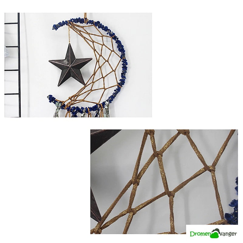 Dromenvanger Blauw - Goud - Golden Star 2 719 dromenvanger halve maan ster blauw goud 2