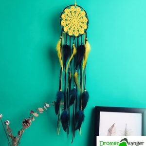 723 dreamcatcher geel zwart gehaakt web