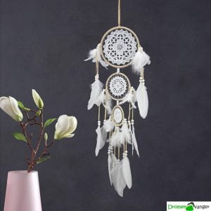 724 dromenvanger wit met beige - gehaakt web