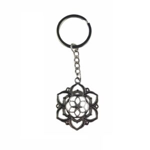 312-sleutelhanger-yoga-lotusbloem-zilverkleurig-spiritueel v2