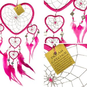 Dromenvanger hartjes met spiegeltjes Roze Magenta - Pink & Silver Heart 5 518 drieluik