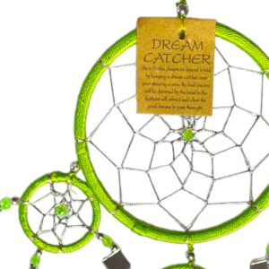 Dromenvanger Groen Glanzend met spiegeltjes - Fris Junior 5 527 dreamcatcher groen glanzend met zilver - 11 cm - Fris Junior closeup - V2