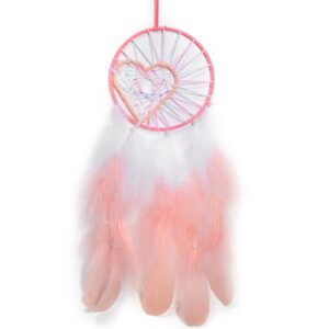 745 dromenvanger hart in hart zalmkleurig - dreamcatcher 2